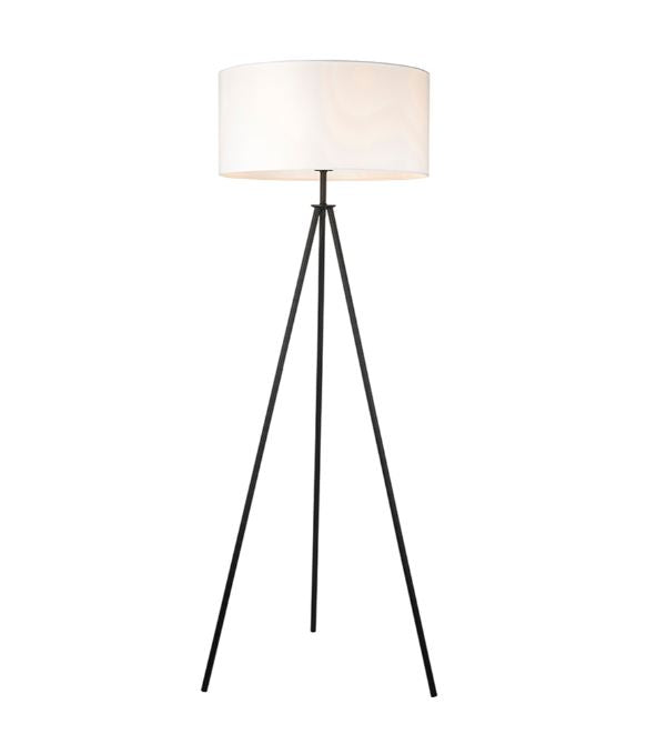 Lampadaire trépied avec abat-jour blanc