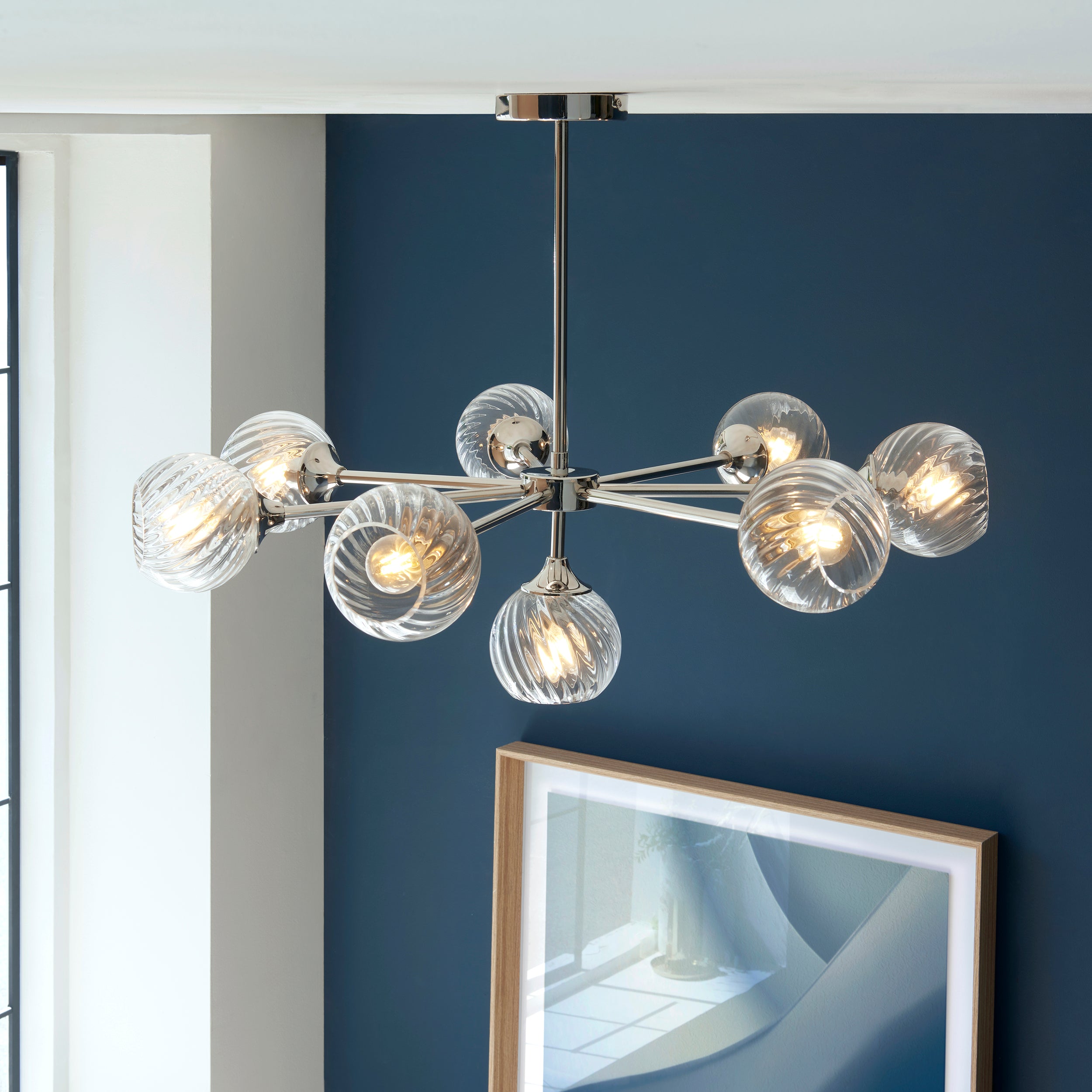 Nickel 8lt Semi-Flush Pendant