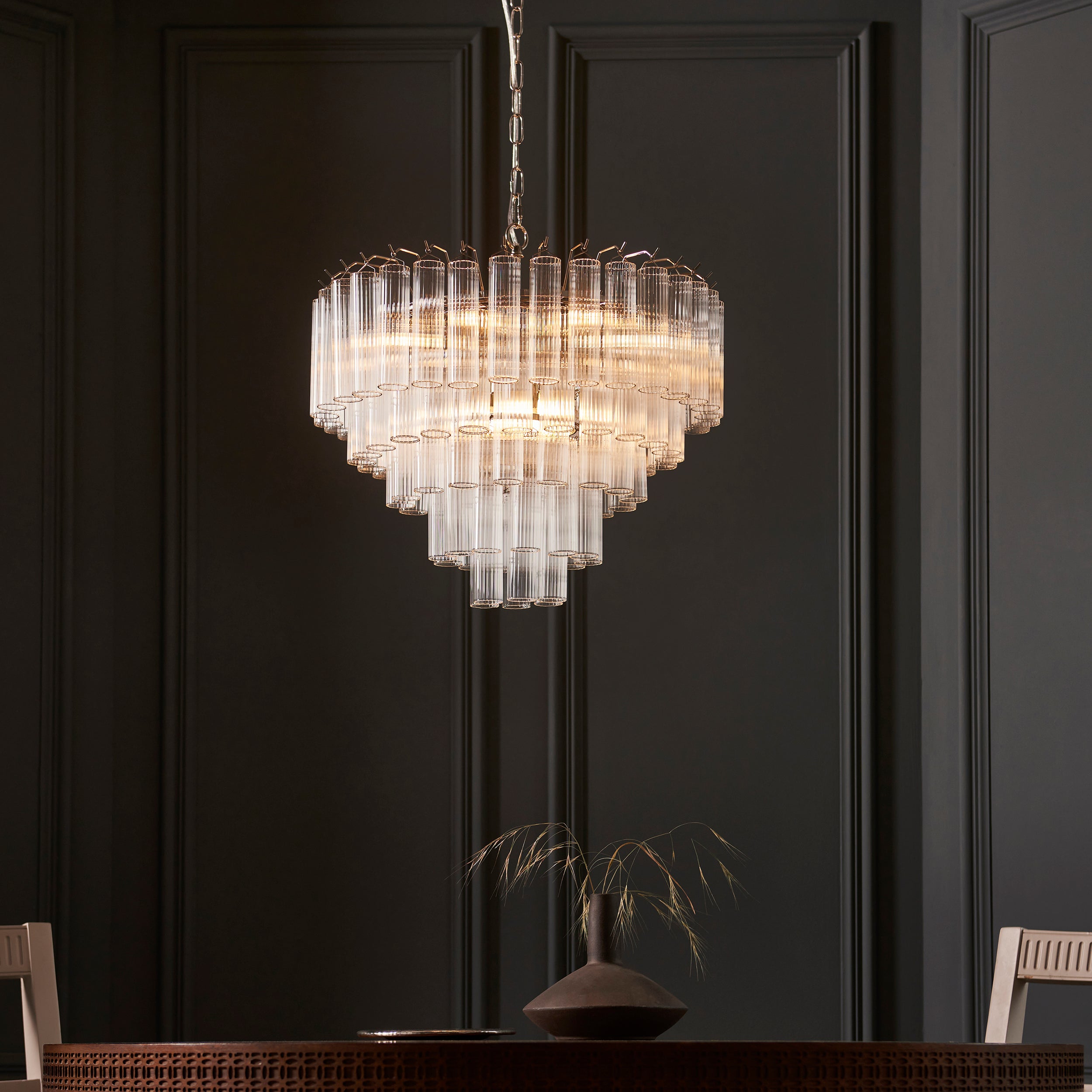 Tubular Glass Chandelier 12 Light