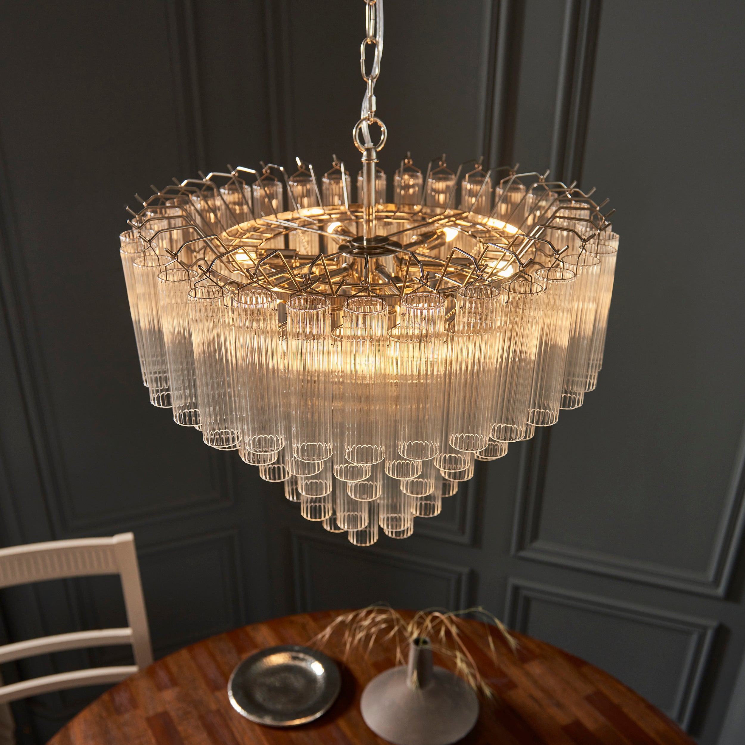 Tubular Glass Chandelier 12 Light