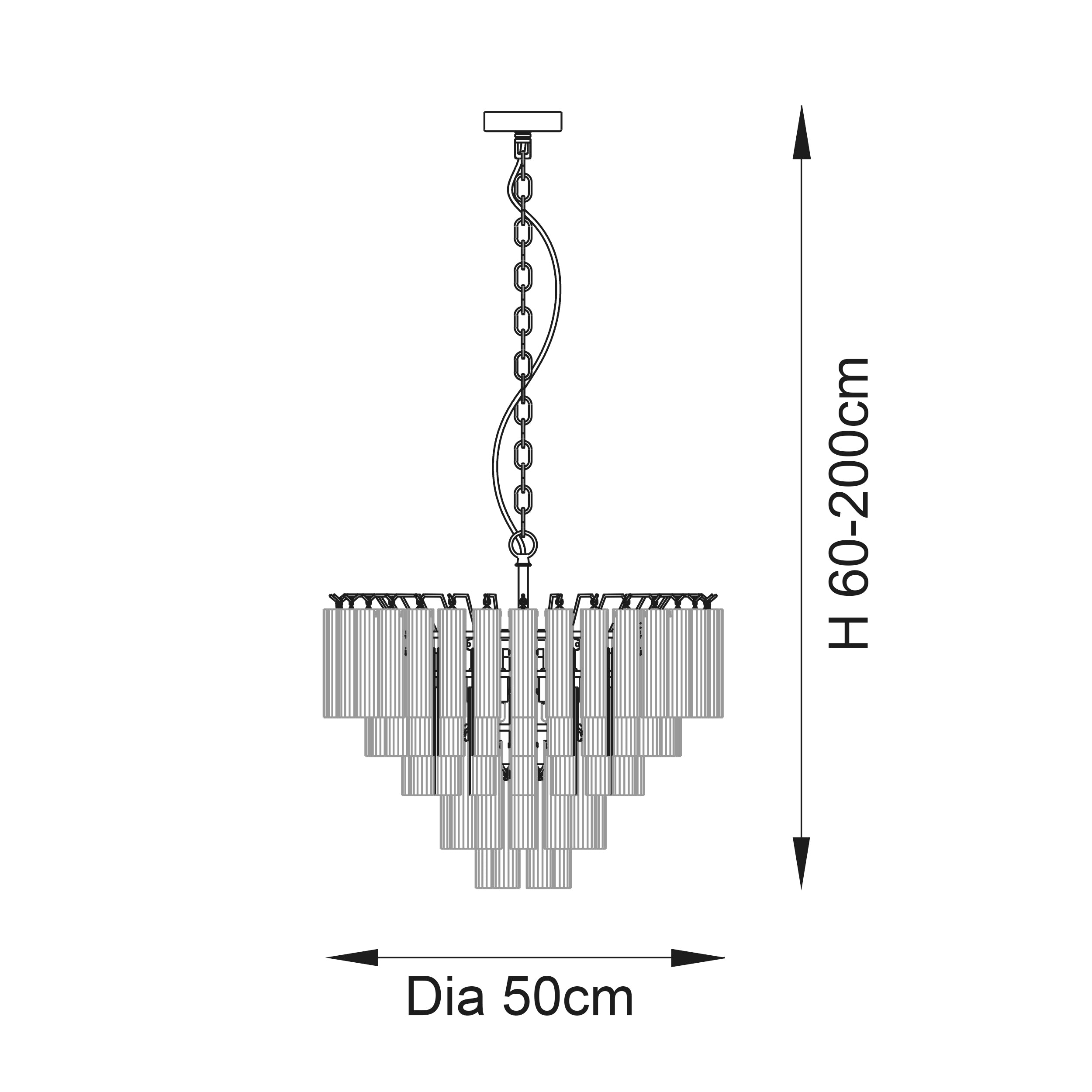 Tubular Glass Chandelier 12 Light