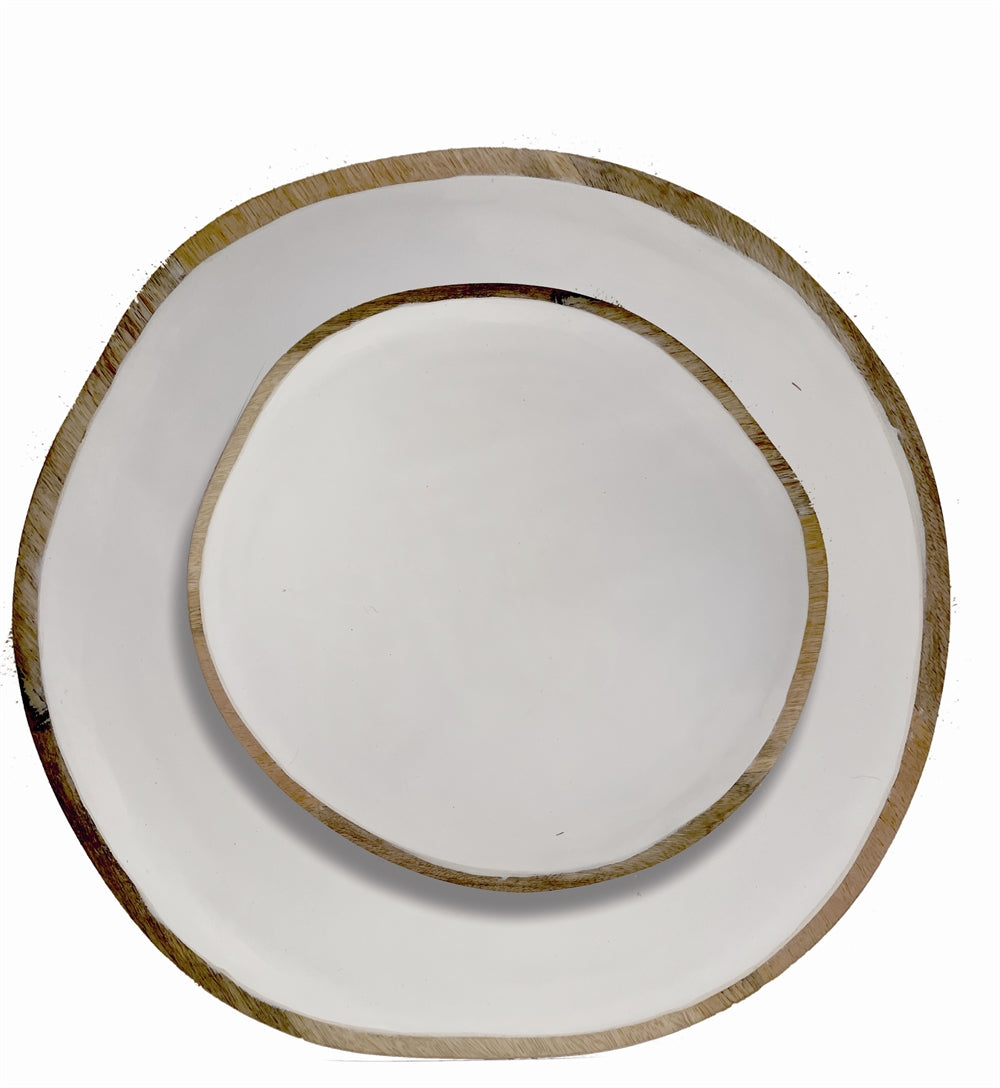 White Mango Wood Tray - Set of 2