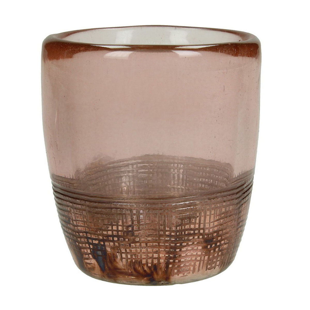 Teelichthalter aus strukturiertem Glas in Blush Lustre
