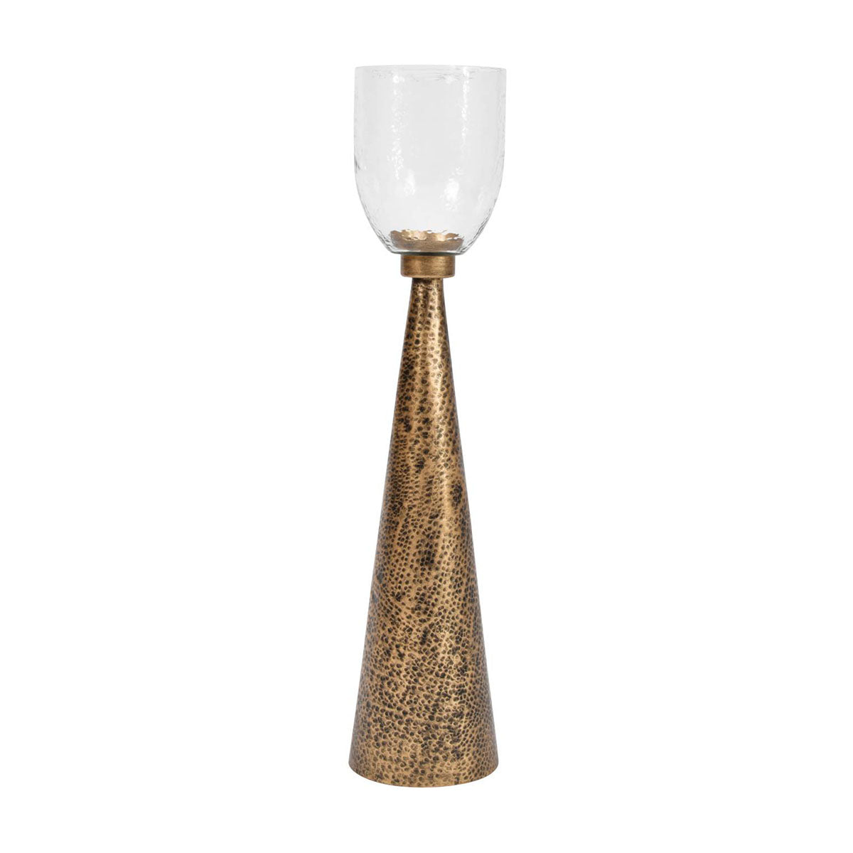 Iron and Hammered Glass Floor Hurricane - Medium and Large Sizes