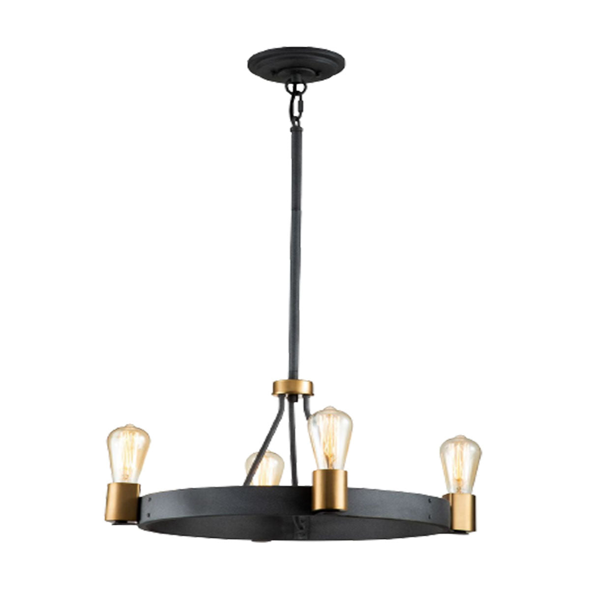 4 Light Ceiling Light In Aged Zinc And Heritage Brass Finish