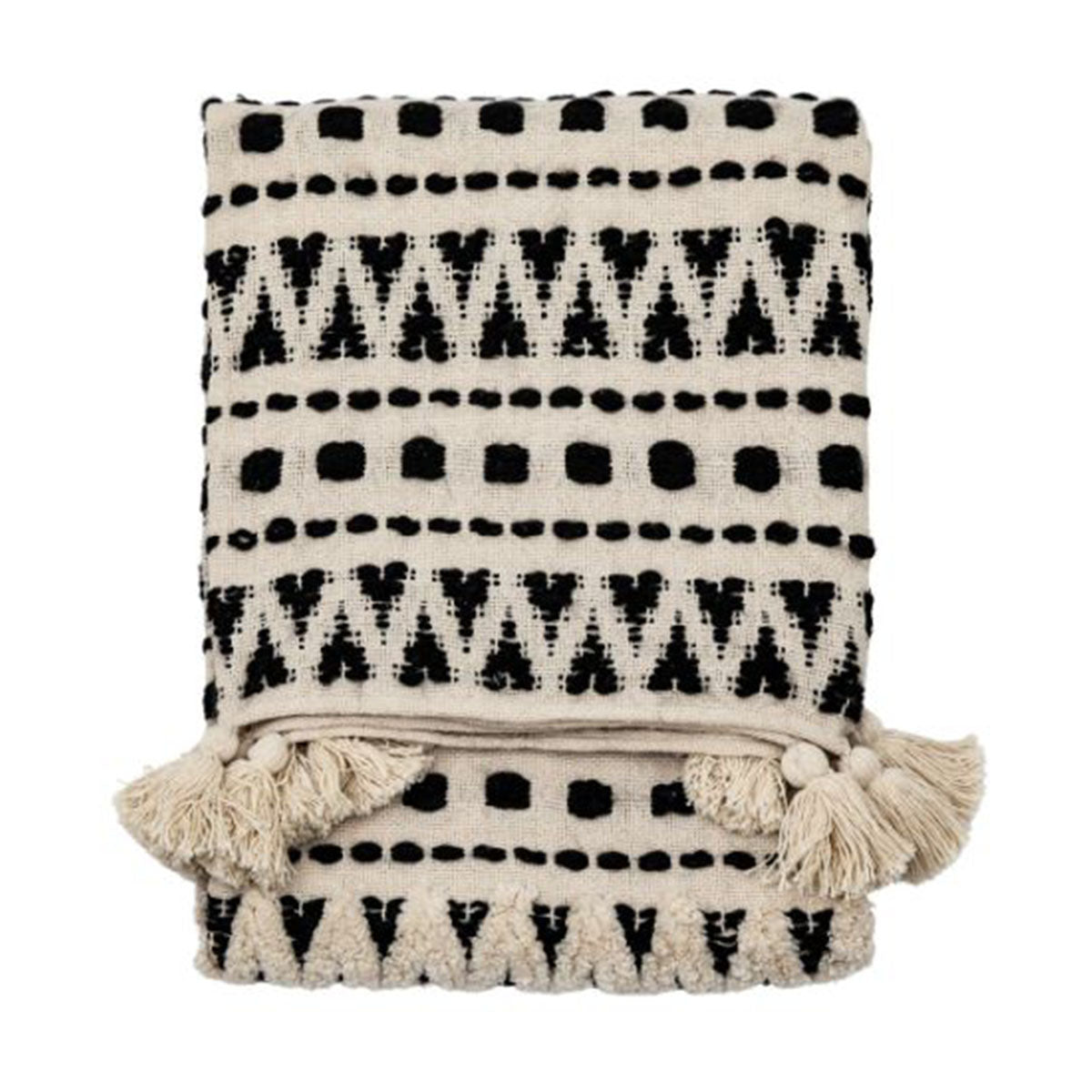 Black & Cream Tufted Throw