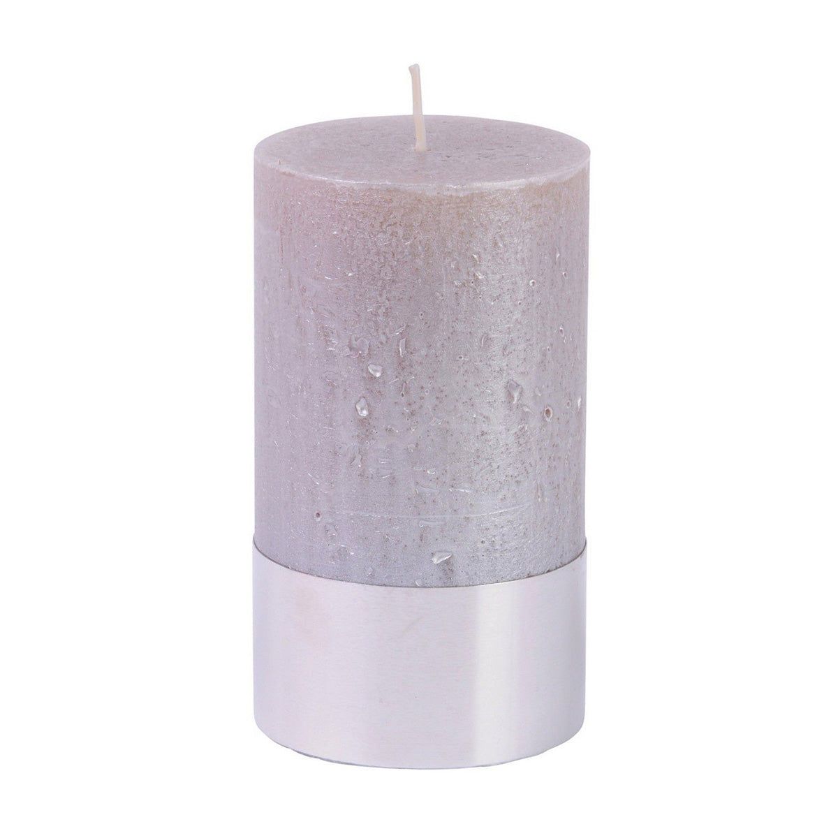 Waage-Taupe-Metallic-Stumpenkerze, 7 x 12 cm