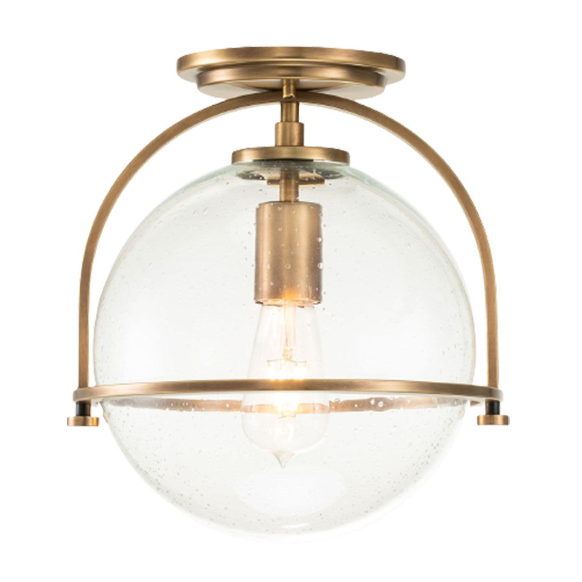 Plafonnier affleurant en laiton Heritage avec verre transparent