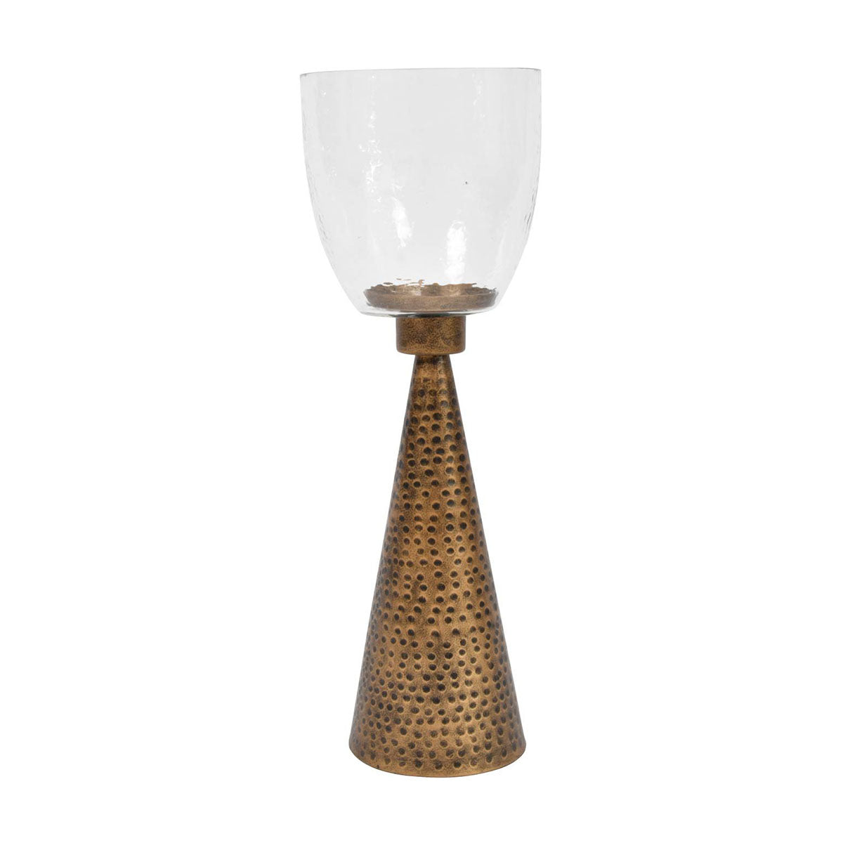Iron and Hammered Glass Table Hurricane - Medium and Large Sizes