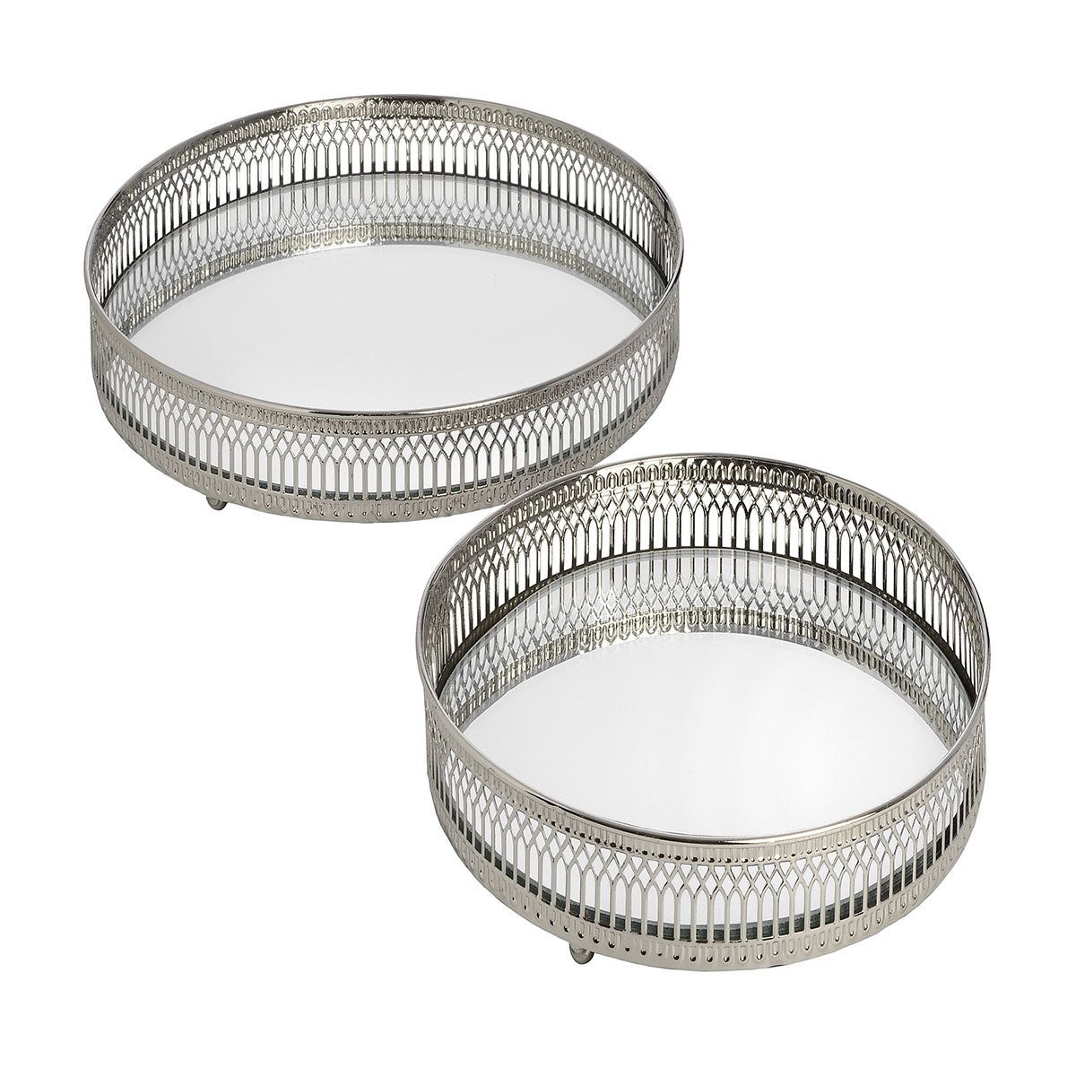 Plateau circulaire en nickel petit et grand