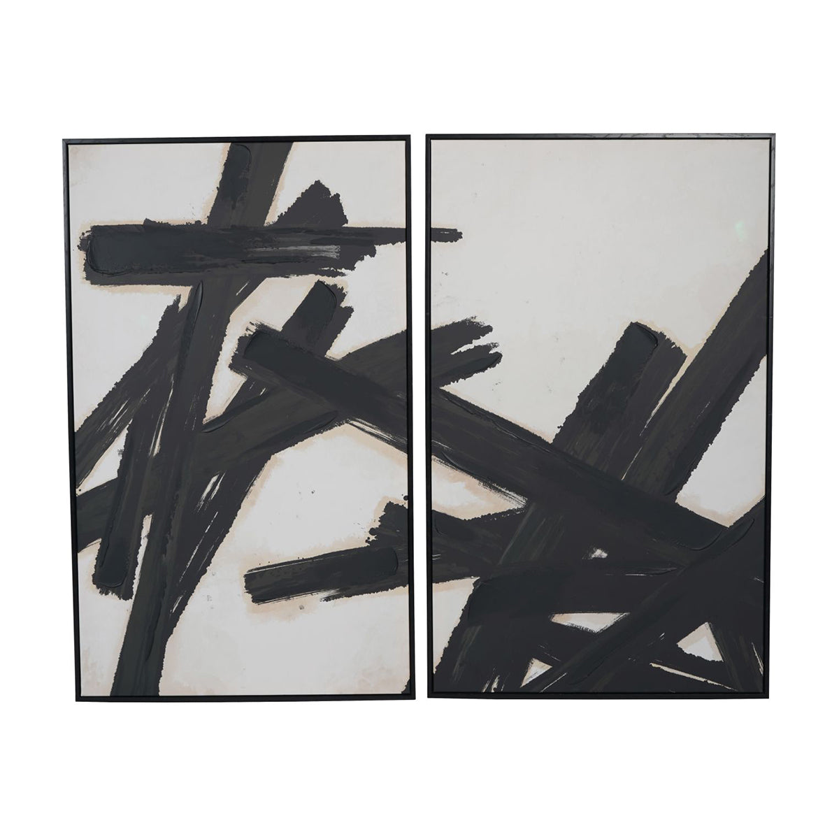 Set of 2 Hand Painted Bush Stroke Wall Art