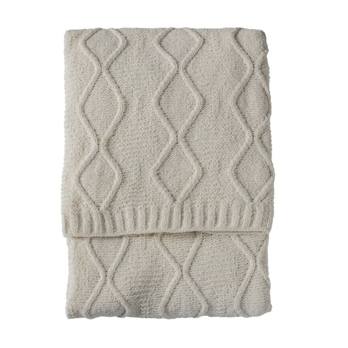 Chenille Knit Cable Throw Cream