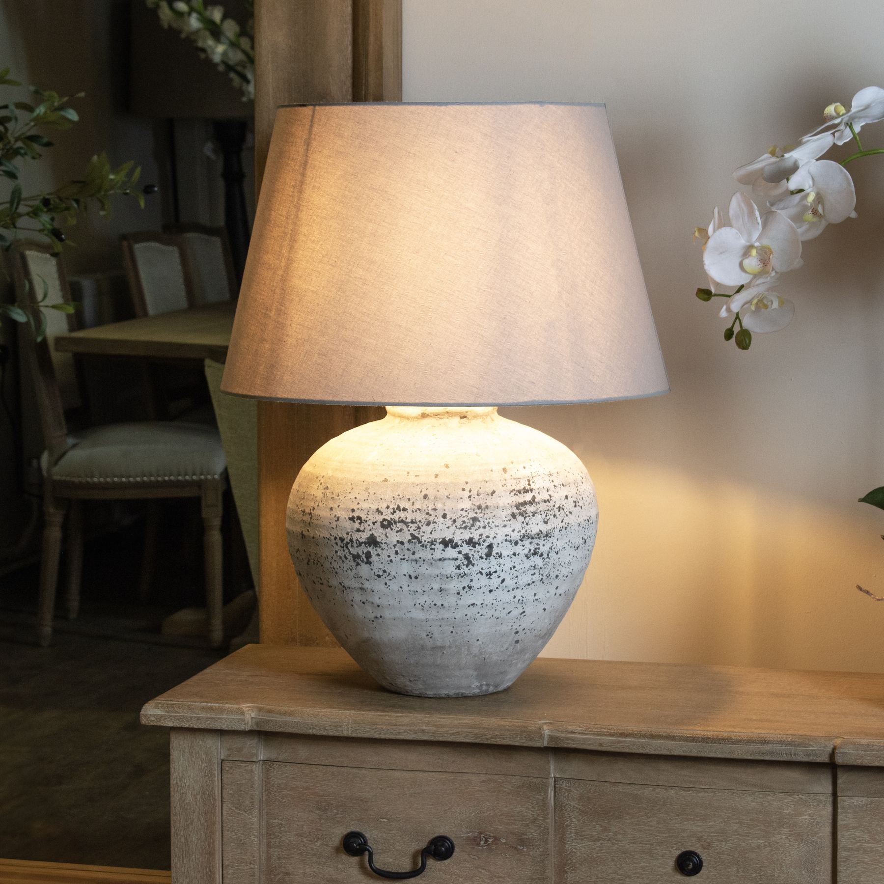 Large Rustic Stone Ceramic Lamp