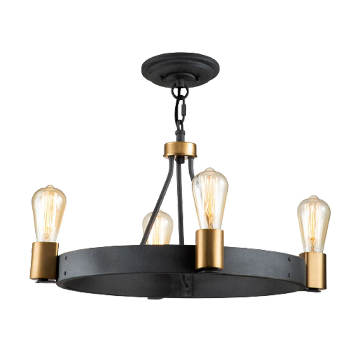 4 Light Ceiling Light In Aged Zinc And Heritage Brass Finish