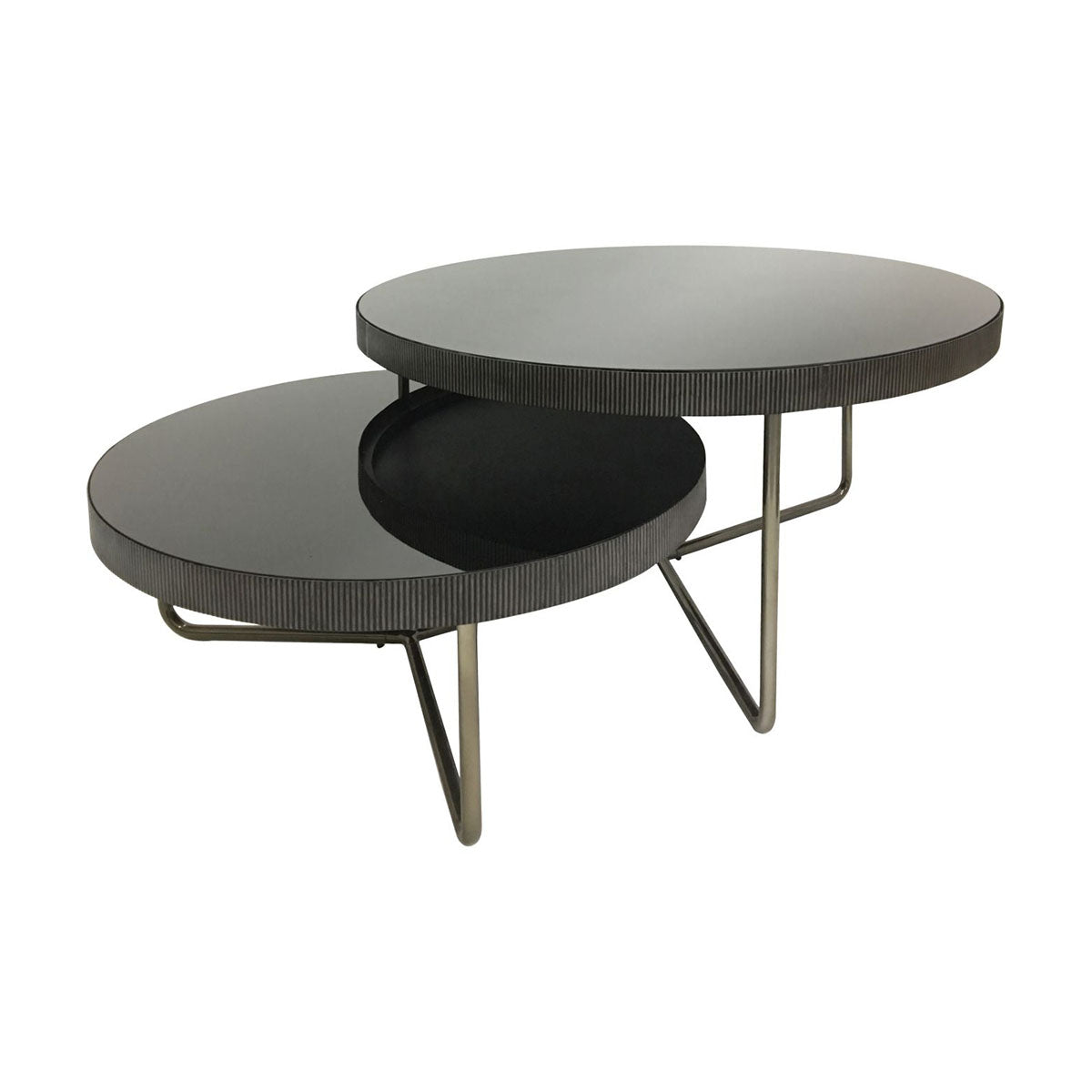 Knightsbridge Round Coffee Table with Black Tinted Glass