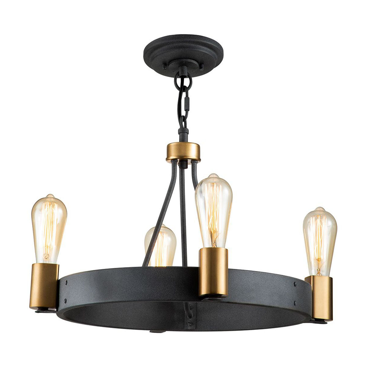 4 Light Ceiling Light In Aged Zinc And Heritage Brass Finish