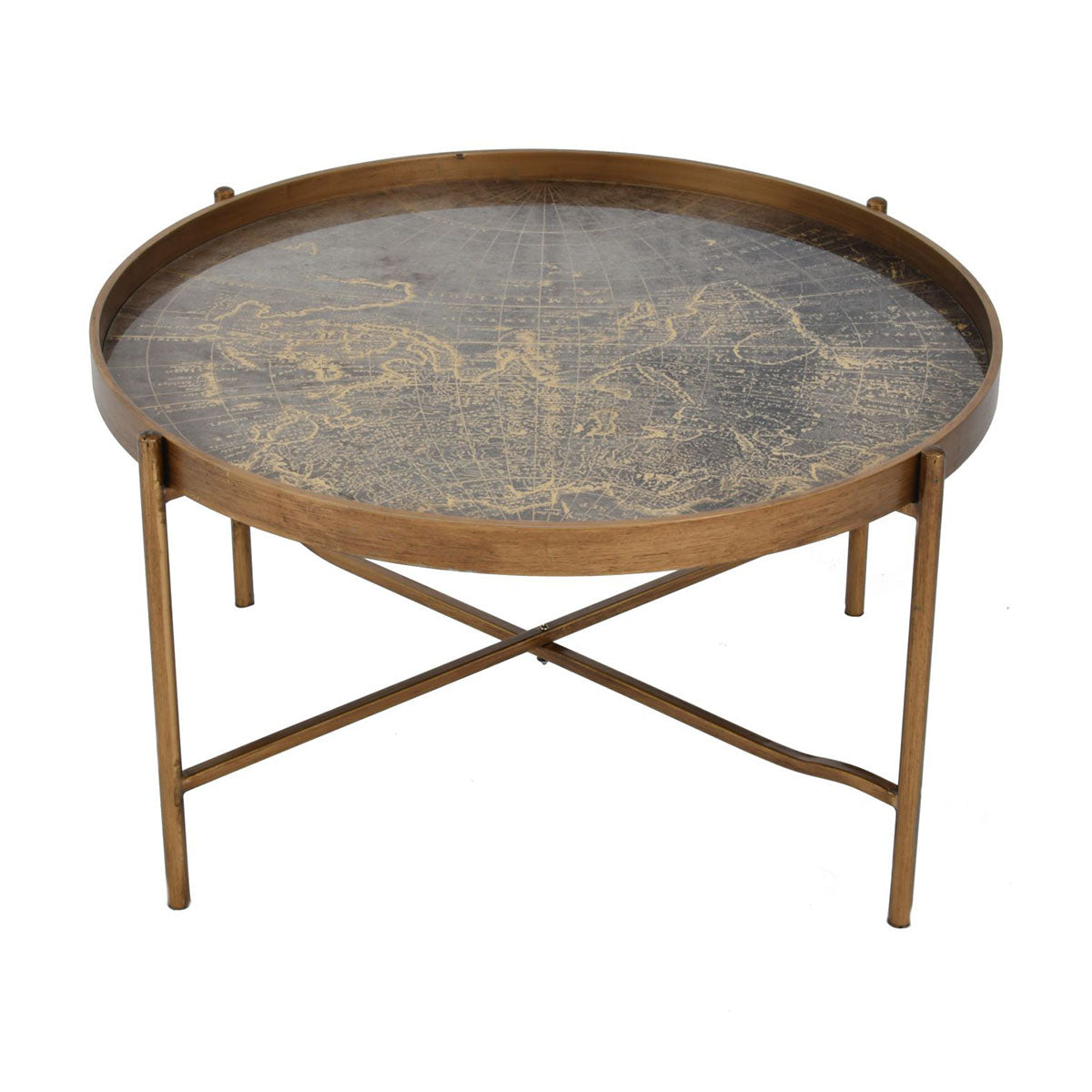 Wiener Antik-Goldatlas-Couchtisch mit Tablett