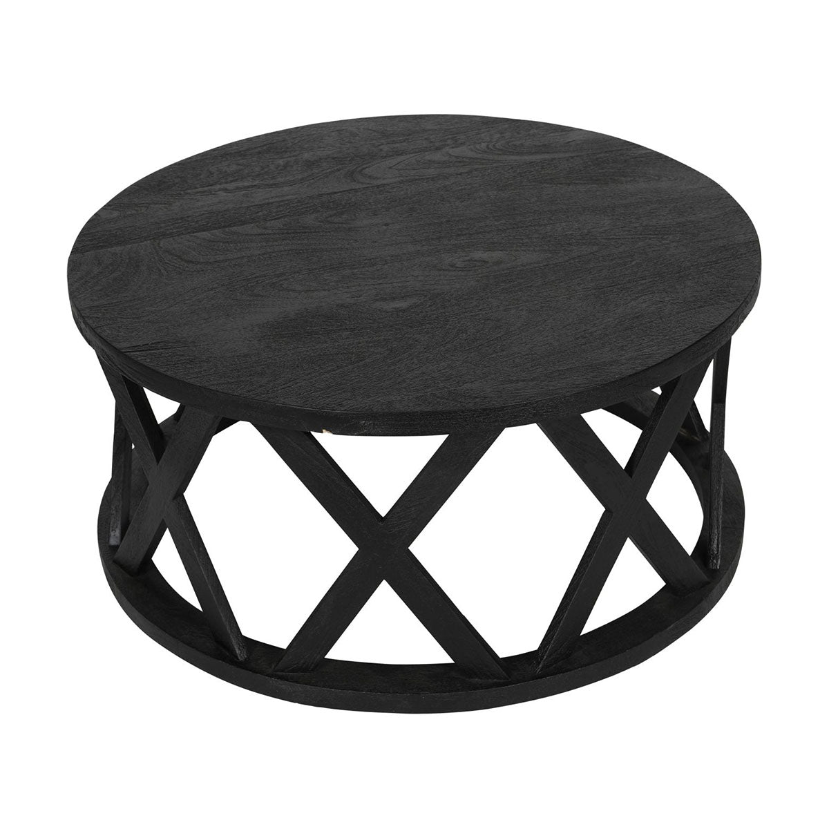 Table basse en bois massif Cali en noir