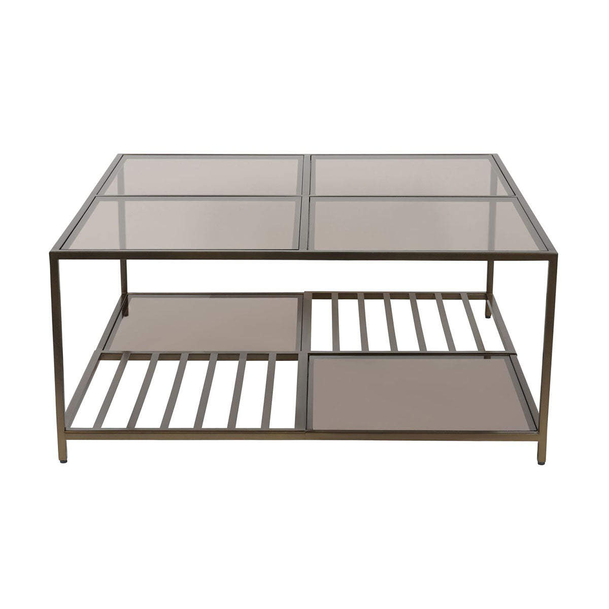 Westley Coffee Table in Dark Gold with Brown Tinted Glass