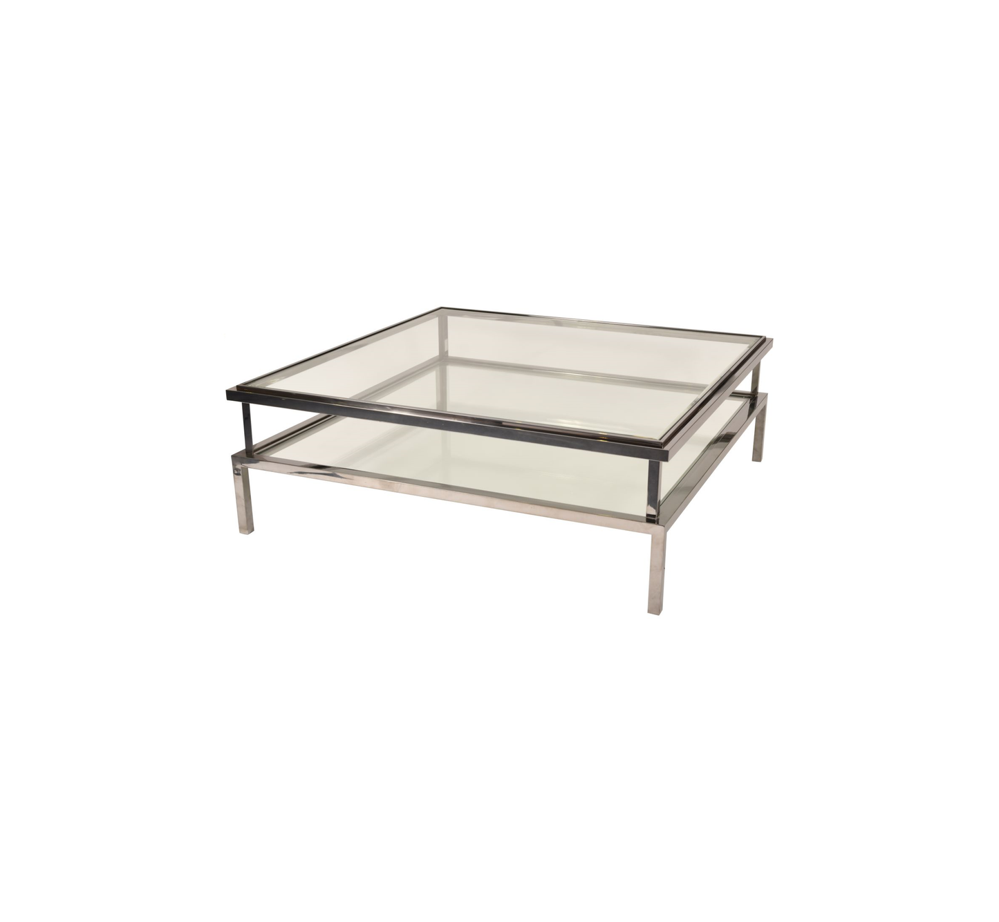 Belgravia Stainless Steel and Glass Square Coffee Table