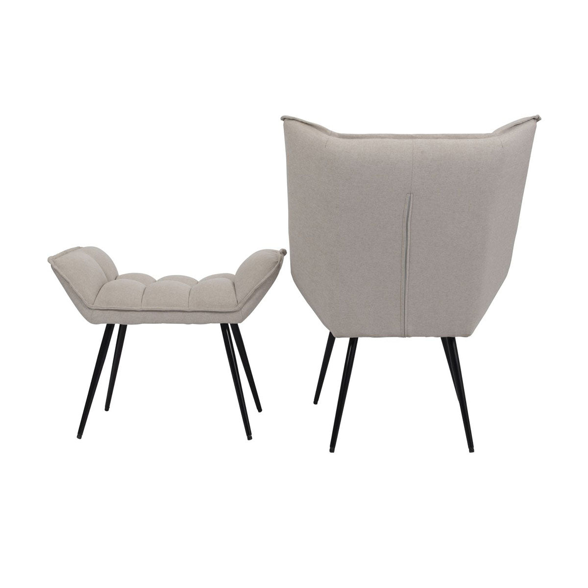 Helena Occasional Chair with Footstool in Oatmeal Fabric