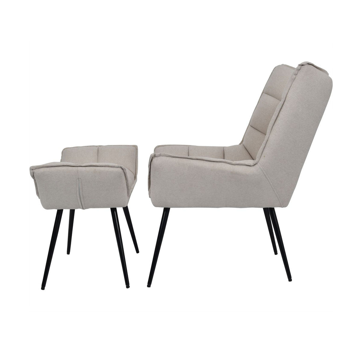 Helena Occasional Chair with Footstool in Oatmeal Fabric