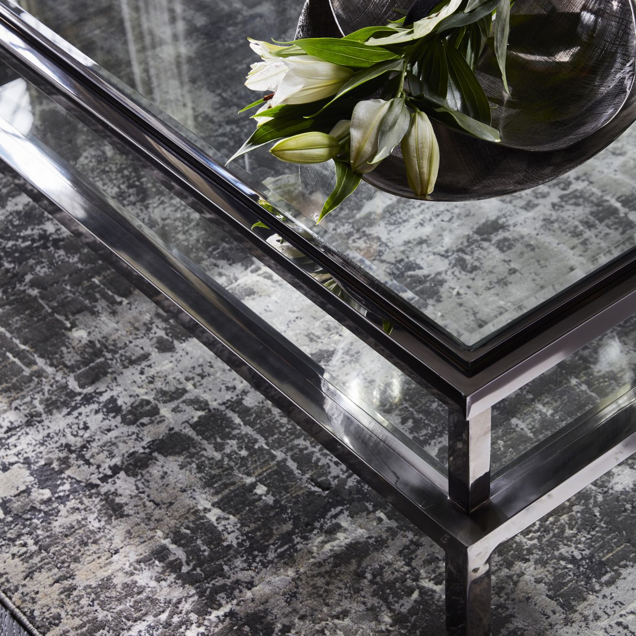 Belgravia Stainless Steel and Glass Square Coffee Table