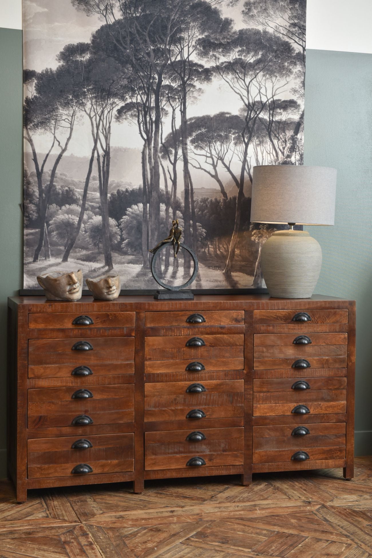 Apothecary Style Mango 12 Drawer Chest