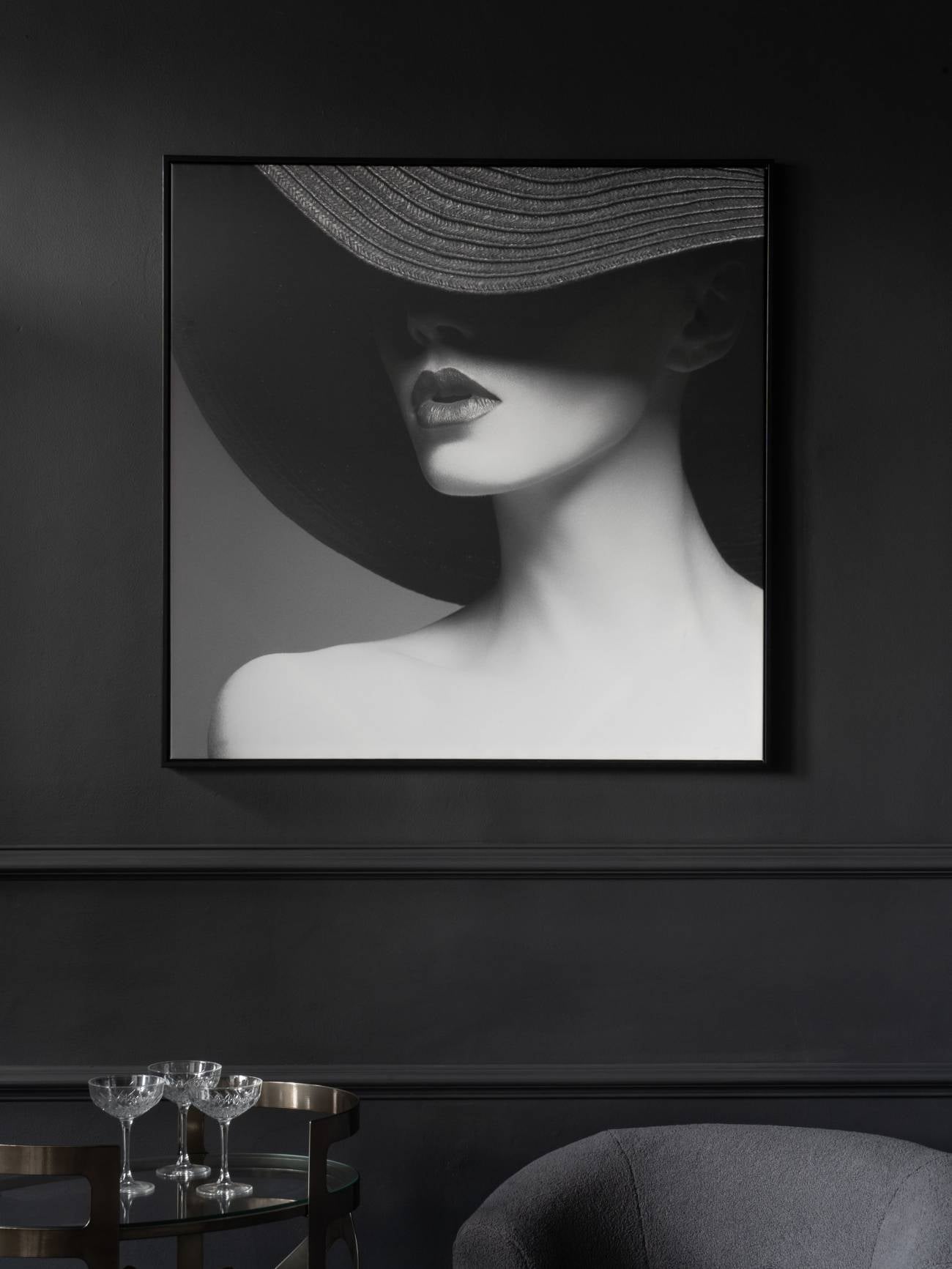 Lady in Hat Framed Canvas