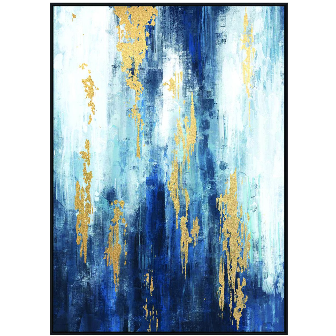 Blue Distressed Foiled Framed Canvas 140x100cm