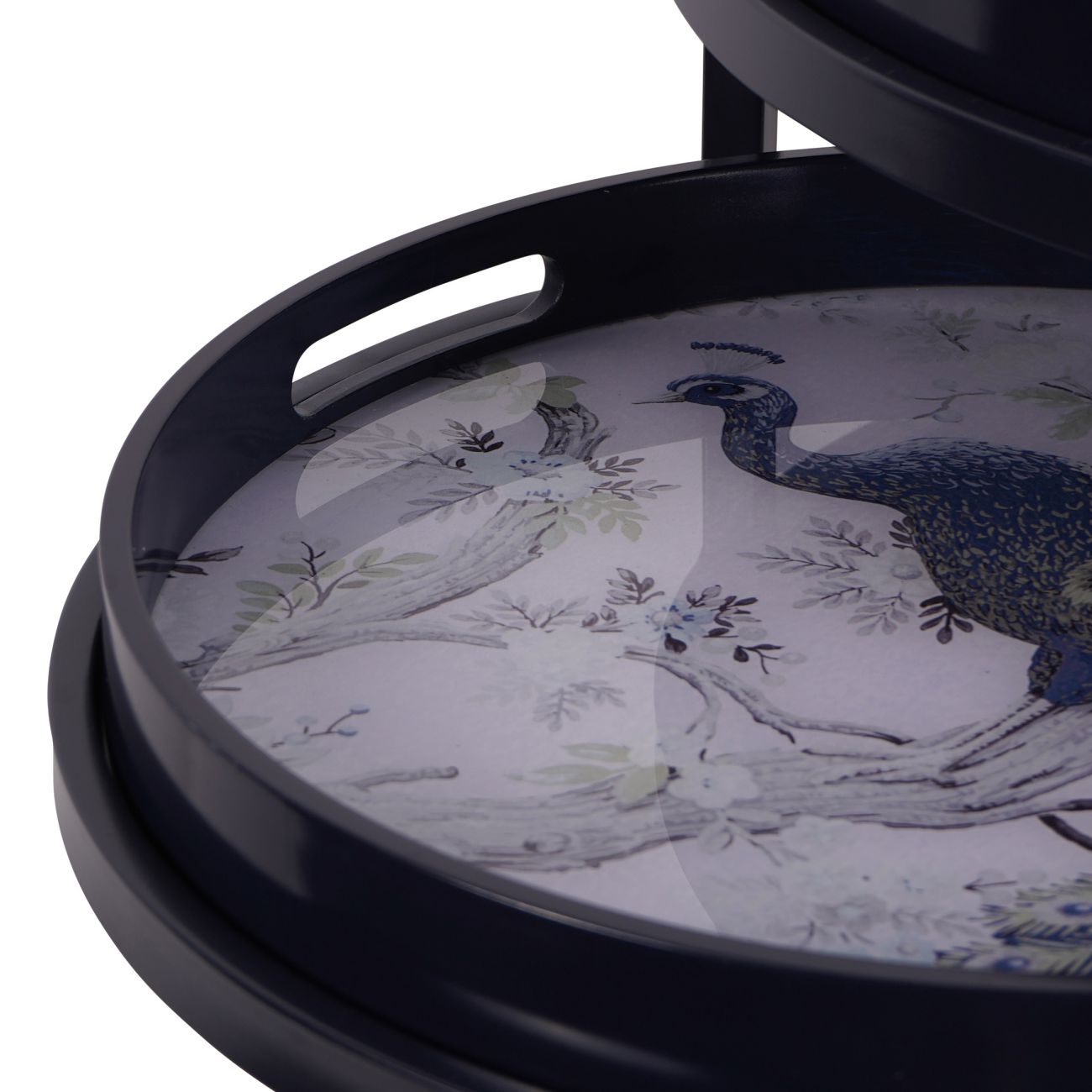 Belvedere Peacock Print Set Of 2 Side Tables