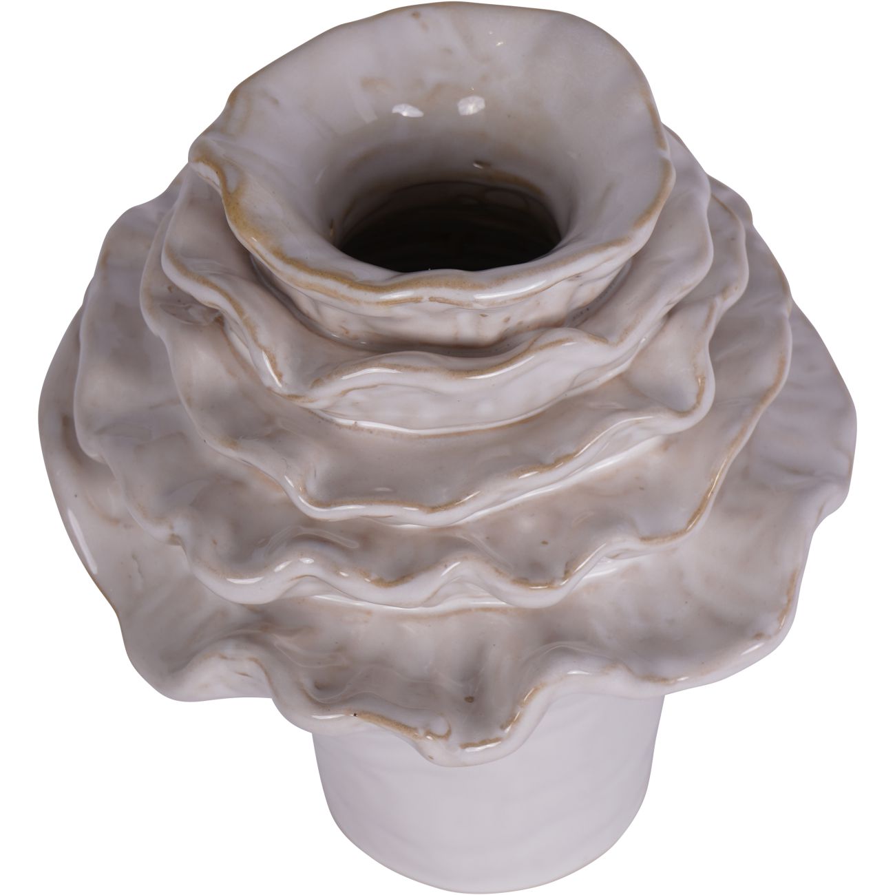 Layered Petals Ceramic Vase Off White Small