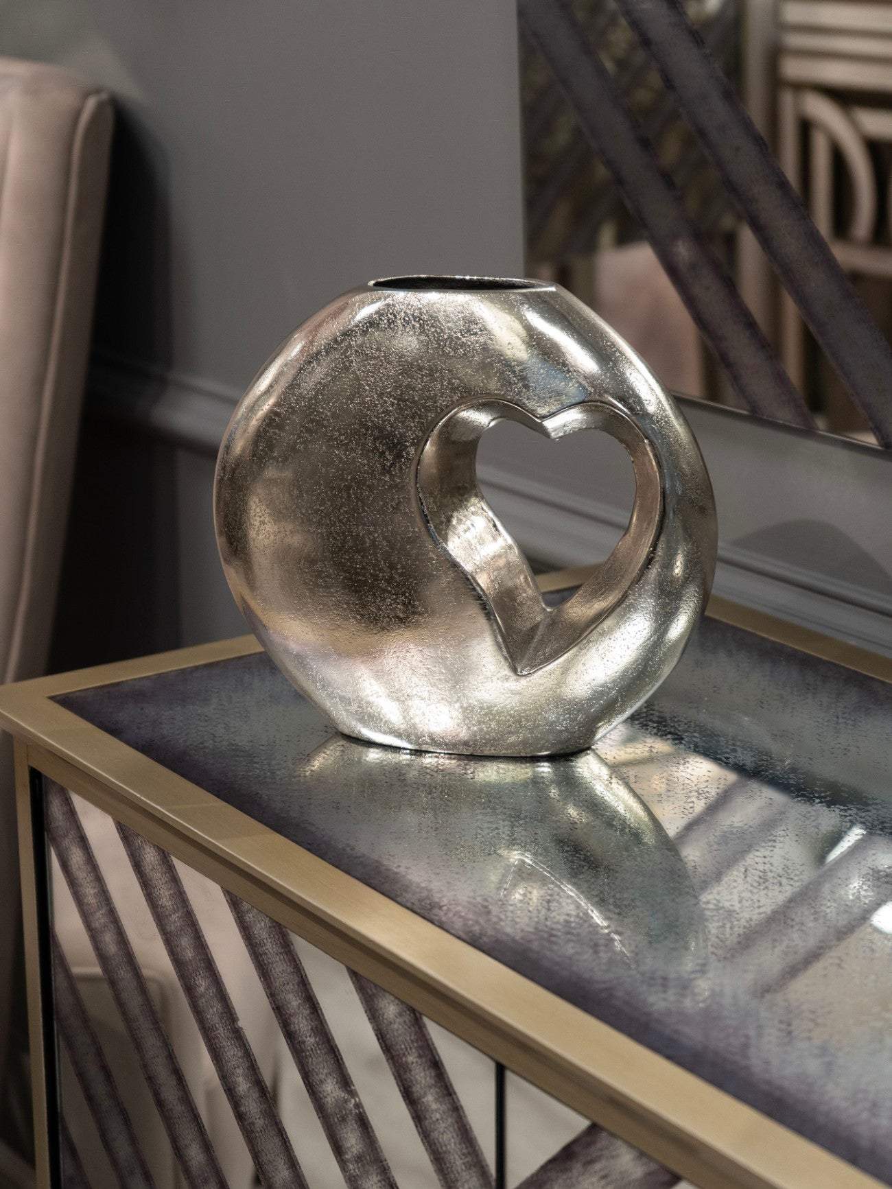 Esme Heart Cast Aluminium Vase