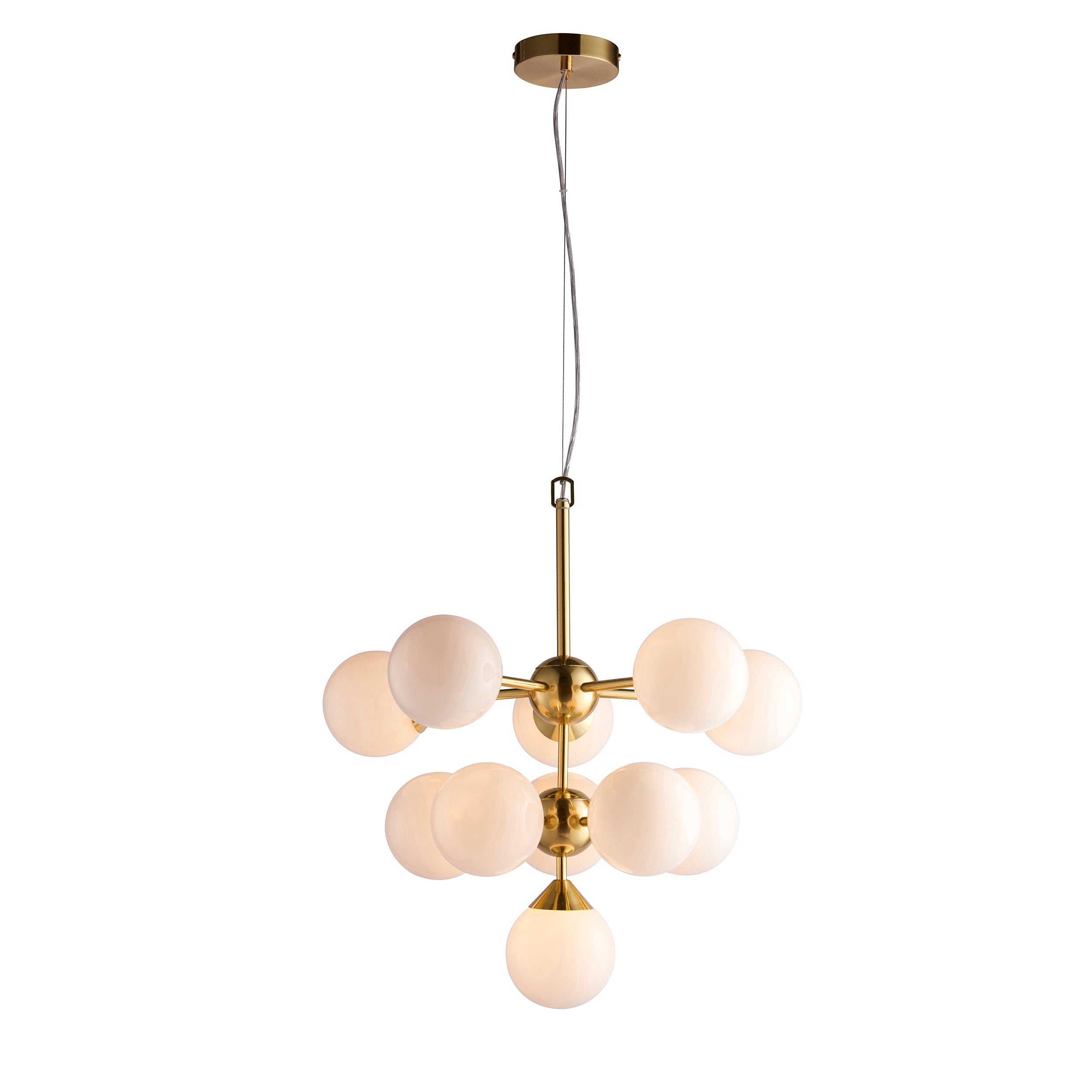 Brass Glass Shade 11 Light Pendant