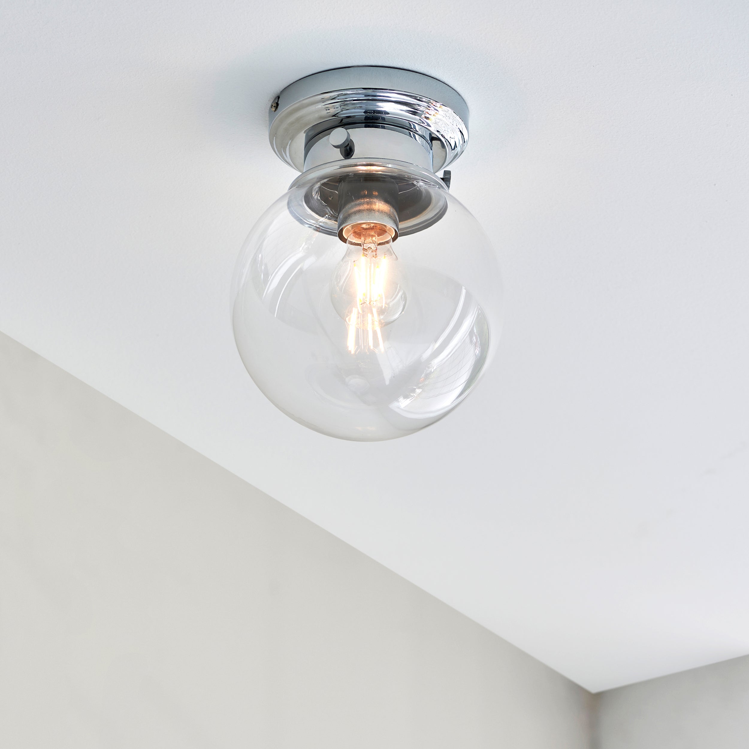 Chrome Flush Bathroom Light