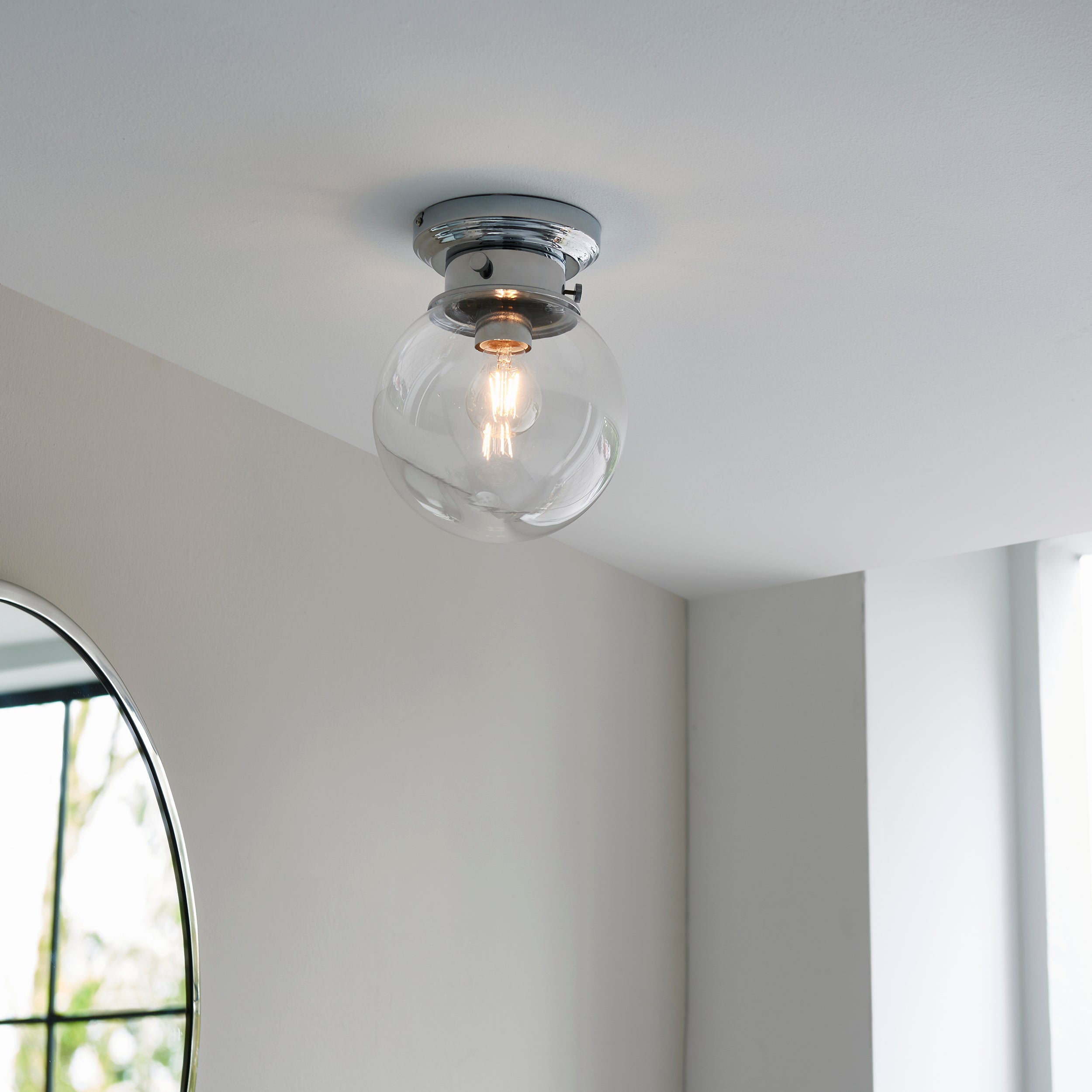 Chrome Flush Bathroom Light