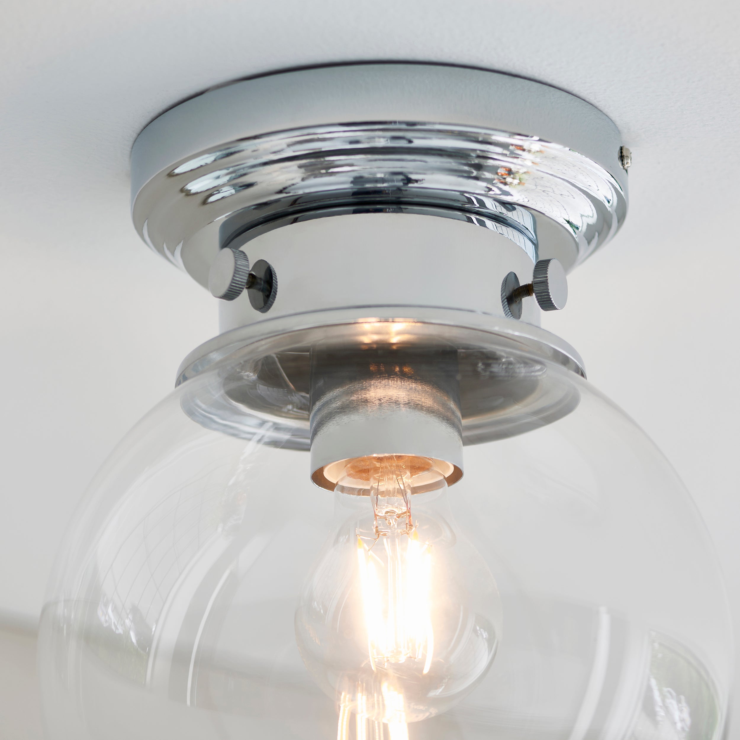 Chrome Flush Bathroom Light