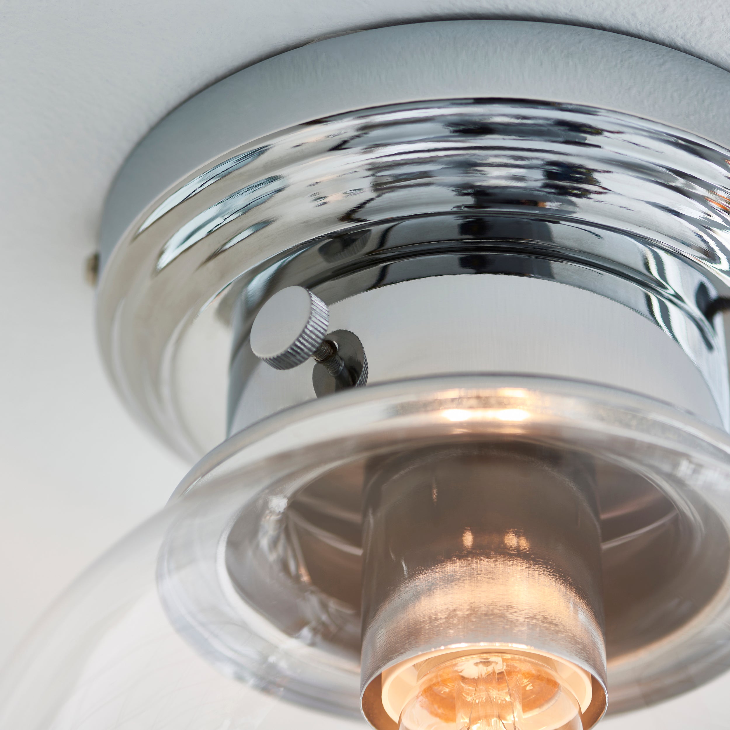 Chrome Flush Bathroom Light