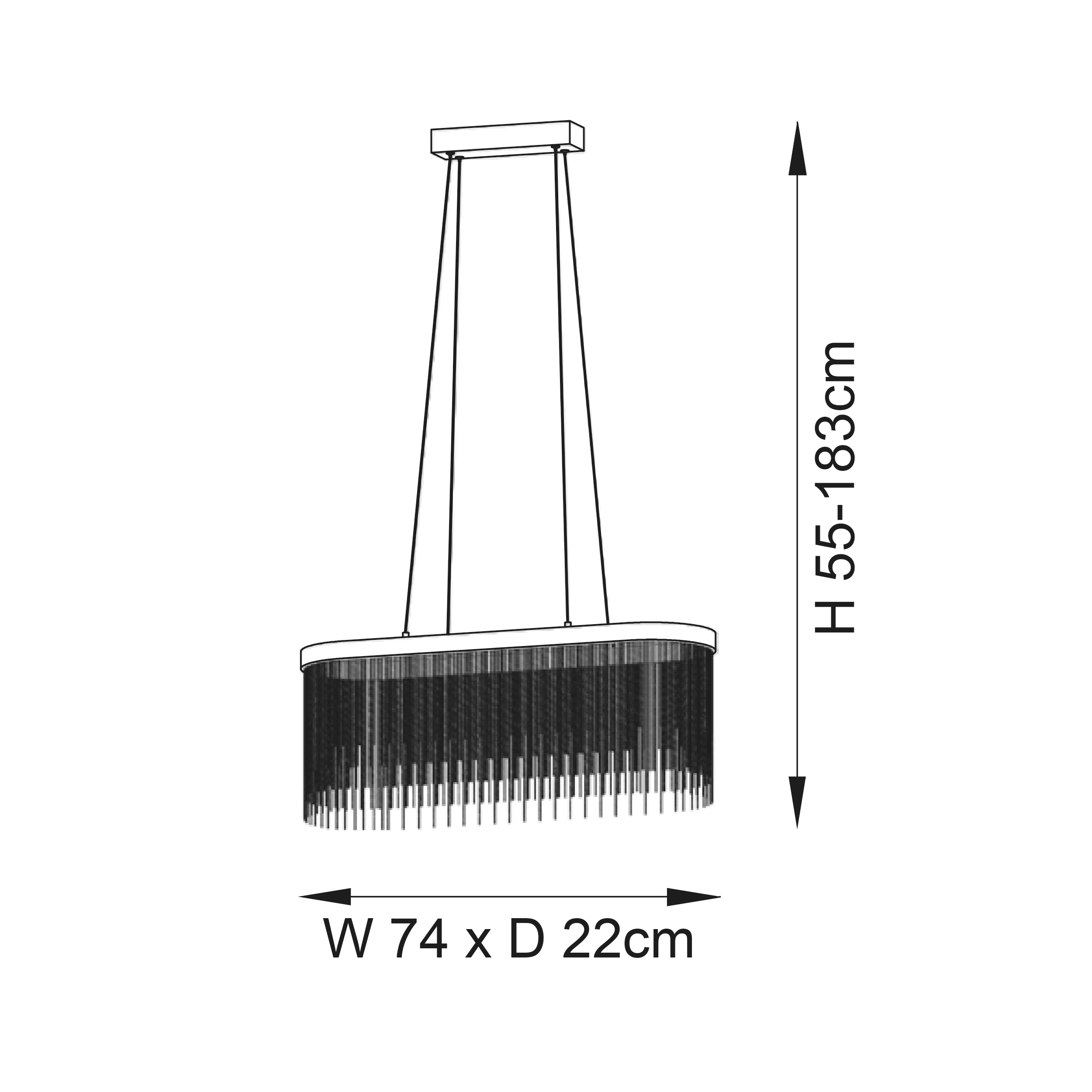 Waterfall Oval Chrome Pendant