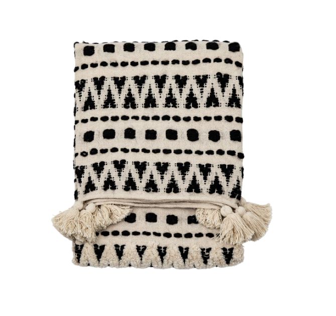 Black & Cream Tufted Throw