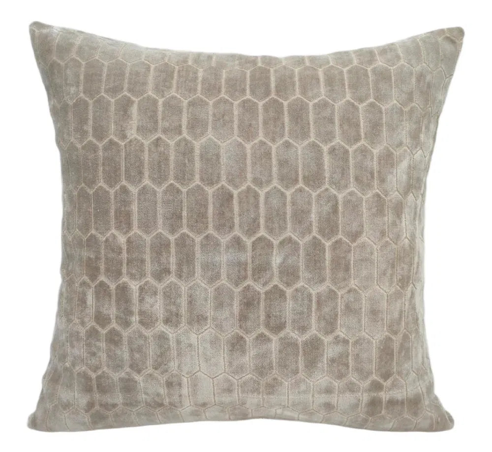 Honeycomb Taupe Cut Velvet Cushions