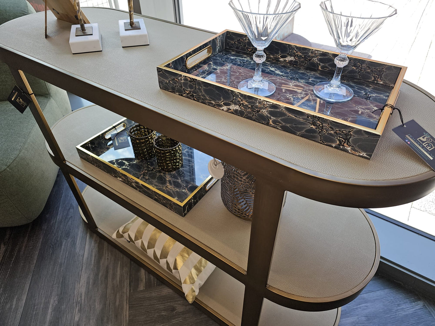 Faux Shagreen Console Table