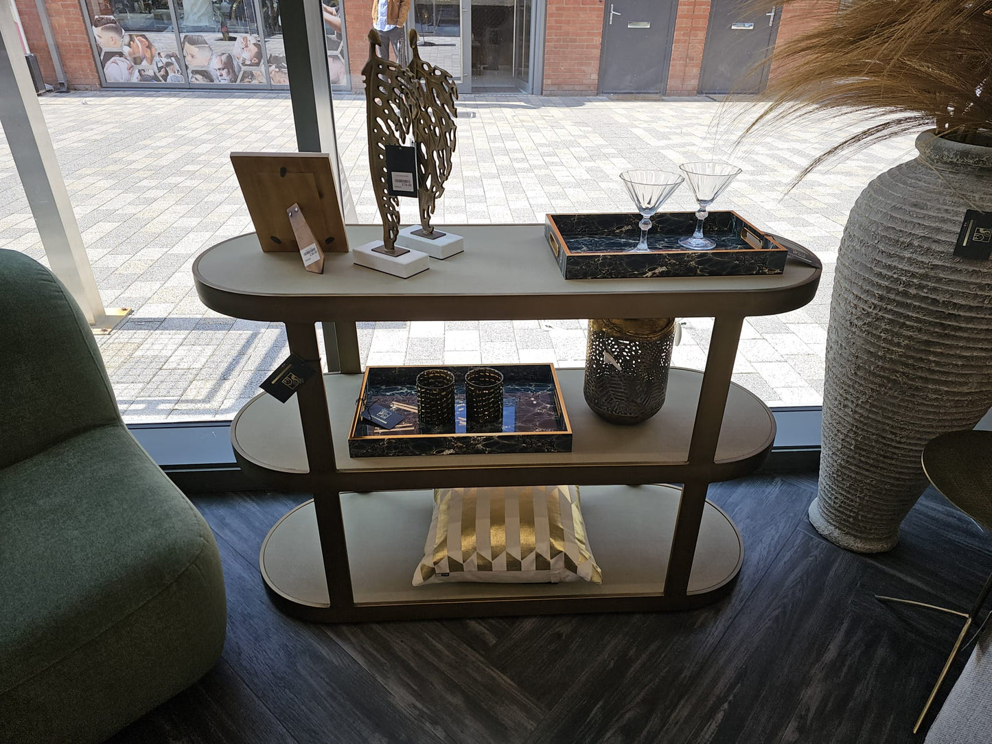 Faux Shagreen Console Table
