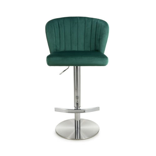Alexa Brushed Velvet Green Bar Stool - Pair