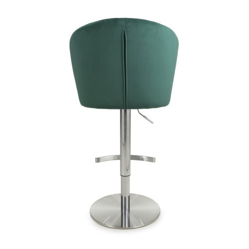 Alexa Brushed Velvet Green Bar Stool - Pair