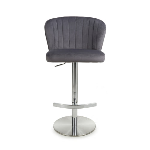 Alexa Brushed Velvet Grey Bar Stool - Pair