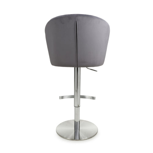 Alexa Brushed Velvet Grey Bar Stool - Pair