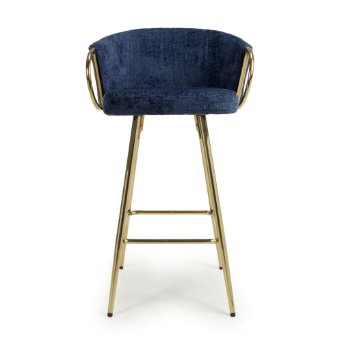 Andria Linen Effect Blue Bar Stool - Pair
