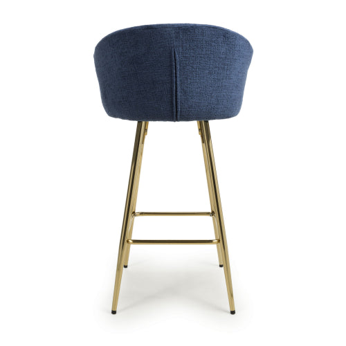 Andria Linen Effect Blue Bar Stool - Pair