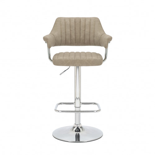 Damiano Leather Effect Mink Bar Stool - Pair